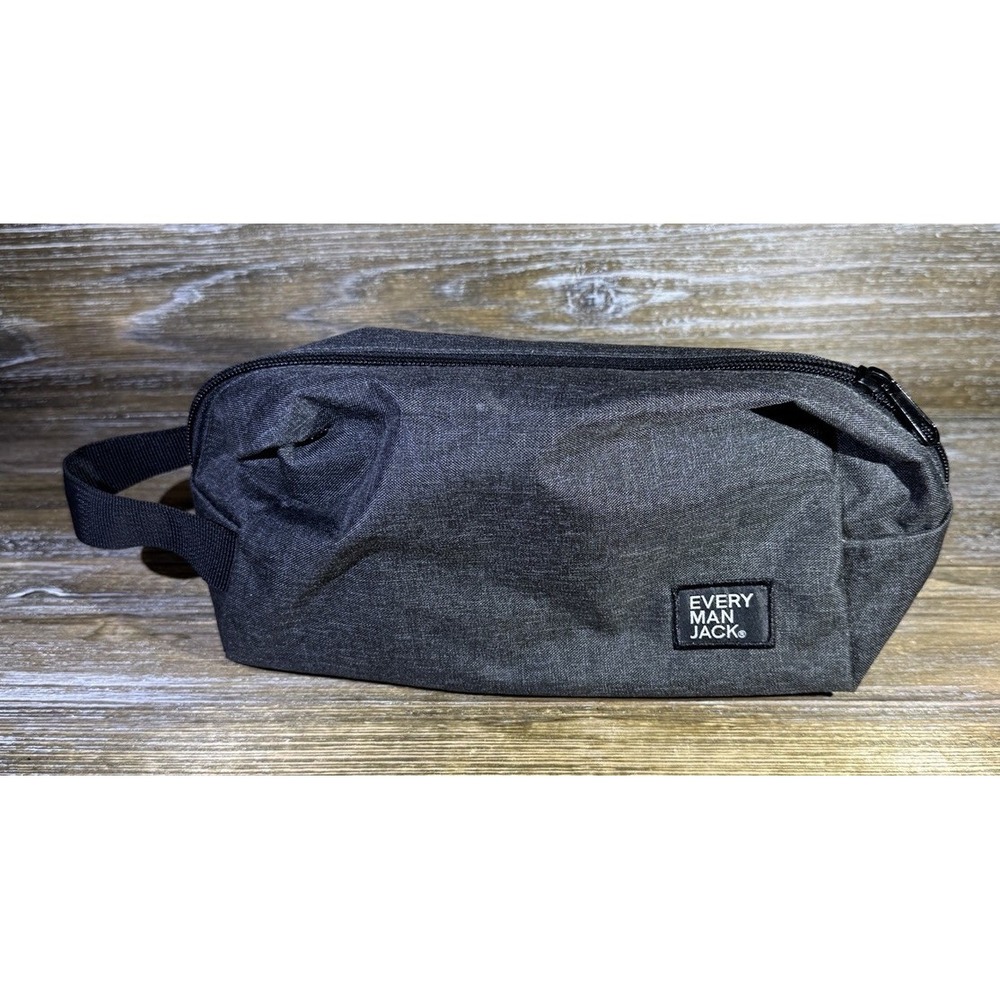 Every Man Jack Toiletry Bag Men's Gray Dopp Kit Travel Grooming Case